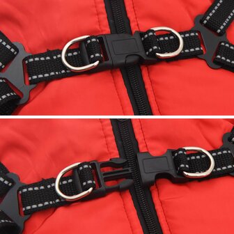Hondenjas met harnas Rood L40 Fleece en polyester 6