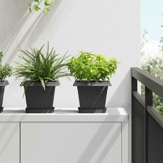 Vierkante Bloempot 6 pcs Zwart 20 x 20 x 16 cm Kunststof 1