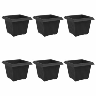 Vierkante Bloempot 6 pcs Zwart 23 x 23 x 17,5 cm Kunststof 2