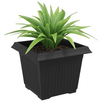 Vierkante Bloempot 6 pcs Zwart 23 x 23 x 17,5 cm Kunststof 3