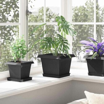Vierkante Bloempot 6 pcs Zwart 23 x 23 x 17,5 cm Kunststof 4