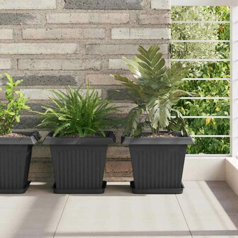 Vierkante Bloempot 6 pcs Zwart 28,5 x 28,5 x 22 cm Kunststof 1