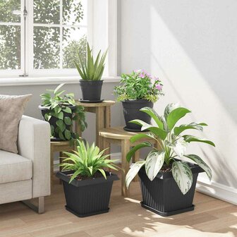 Vierkante Bloempot 6 pcs Zwart 28,5 x 28,5 x 22 cm Kunststof 4