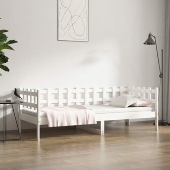 Slaapbank zonder matras 90x190 cm massief grenenhout wit 1