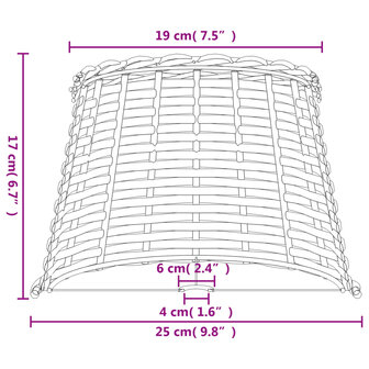 Lampenkap &Oslash;25x17 cm wicker bruin 7