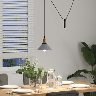 Hanglamp in hoogte verstelbaar E27 &Oslash;22 cm metaal glanzend grijs 4