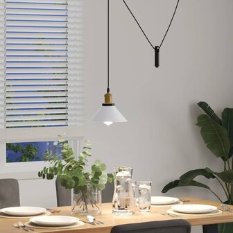 Hanglamp in hoogte verstelbaar E27 &Oslash;22 cm metaal glanzend wit 4