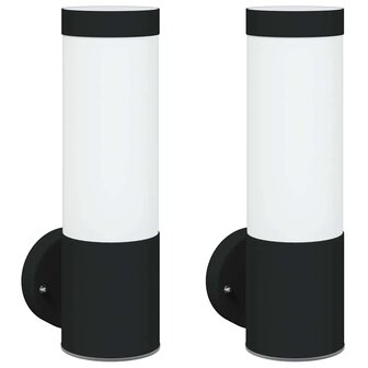Buiten Wandlamp 2 pcs Zwart 12 x 8,5 x 27 cm 2