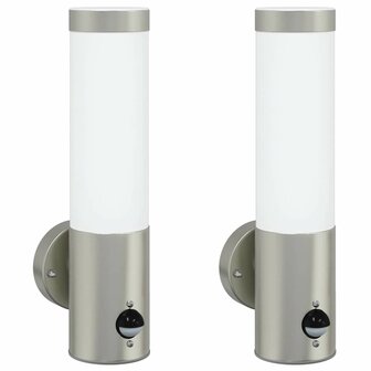 Buiten Wandlamp 2 pcs Zilver 12 x 8,5 x 29 cm 2