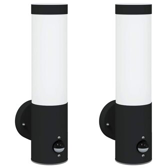 Buiten Wandlamp 2 pcs Zwart 12 x 8,5 x 29 cm 2