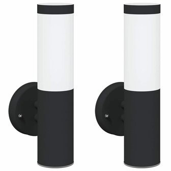 Buiten Wandlamp 2 pcs Zwart 15 x 7,5 x 33 cm 2