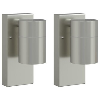 Buiten Wandlamp 2 pcs Zilver 6,5 x 10,5 x 16 cm RVS en Glas 2