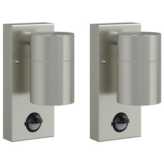 Buiten Wandlamp 2 pcs Zilver 6,5 x 10,5 x 16 cm RVS en Glas 2