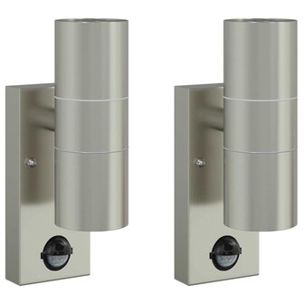 Buiten Wandlamp 2 pcs Zilver 7 x 10 x 22 cm RVS en Glas 2