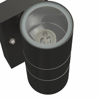 Buiten Wandlamp 2 pcs Zwart 7 x 10 x 22 cm RVS en Glas 8