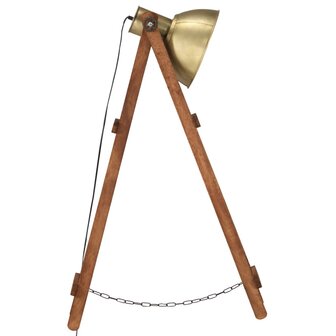 Vloerlamp E27 massief mangohout messingkleurig 4