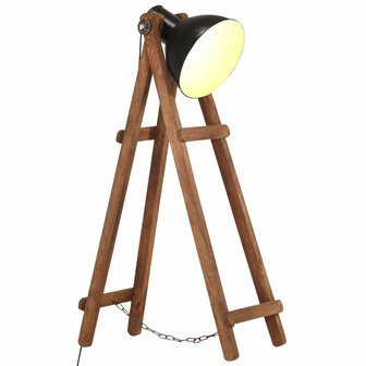 Vloerlamp E27 massief mangohout zwart 1