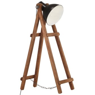 Vloerlamp E27 massief mangohout zwart 2