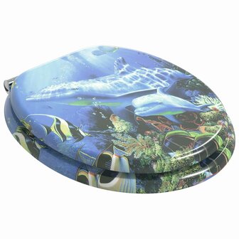 Zachte sluit toiletbril Blauw 44 x 38 cm MDF-plaat 2