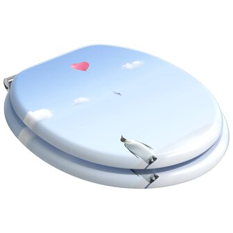 Zachte sluit toiletbril Blauw 44 x 38 cm MDF-plaat 2