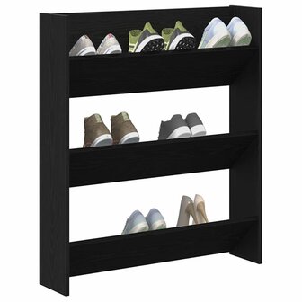 Schoenenkast met plank Zwart Eiken 80 x 18 x 90 cm Bewerkt hout 3