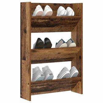Schoenenkast met plank Oudhout 60 x 18 x 90 cm Bewerkt hout 3