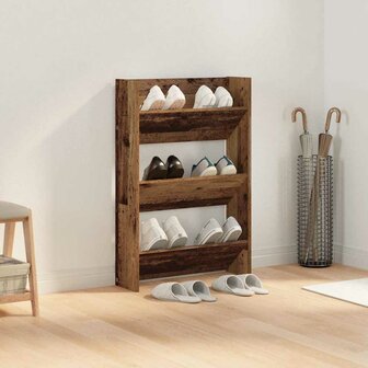 Schoenenkast met plank Oudhout 60 x 18 x 90 cm Bewerkt hout 4