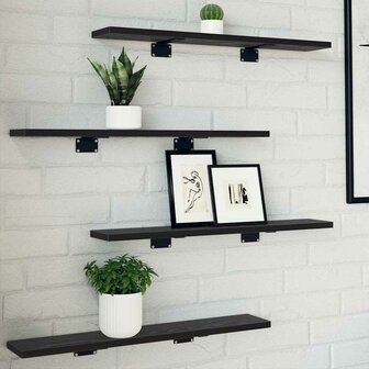 Boekenplank Bord 4 pcs Zwart 60 x 10 x 1,5 cm Bewerkt hout 1