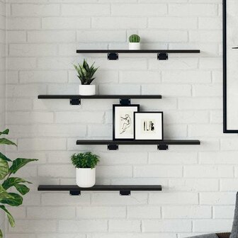 Boekenplank Bord 4 pcs Zwart 60 x 10 x 1,5 cm Bewerkt hout 3