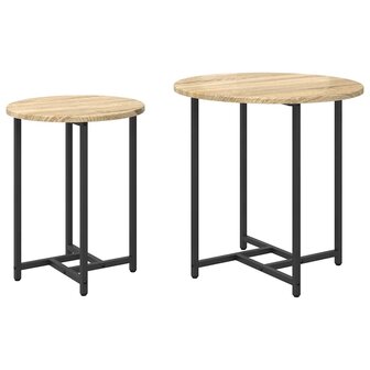 Bijzettafelset 2 pcs Sonoma Eiken en Zwart 2