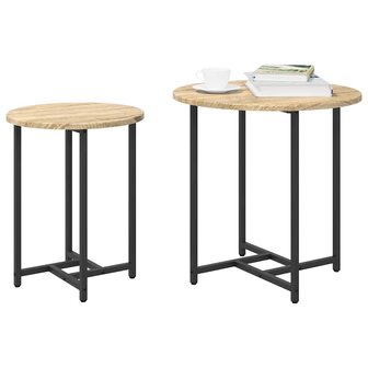 Bijzettafelset 2 pcs Sonoma Eiken en Zwart 3