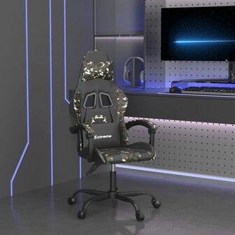 Gamestoel draaibaar kunstleer zwart en camouflage 1