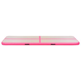 Gymnastiekmat met pomp opblaasbaar 400x100x10 cm PVC roze 6
