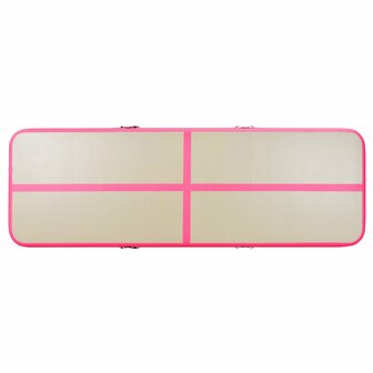 Gymnastiekmat met pomp opblaasbaar 400x100x10 cm PVC roze 7