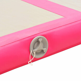 Gymnastiekmat met pomp opblaasbaar 400x100x10 cm PVC roze 9