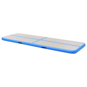 Gymnastiekmat met pomp opblaasbaar 600x100x10 cm PVC blauw 4