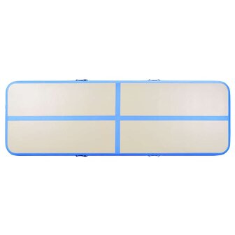 Gymnastiekmat met pomp opblaasbaar 600x100x10 cm PVC blauw 7