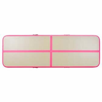 Gymnastiekmat met pomp opblaasbaar 800x100x10 cm PVC roze 7