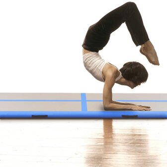 Gymnastiekmat met pomp opblaasbaar 800x100x10 cm PVC blauw 2