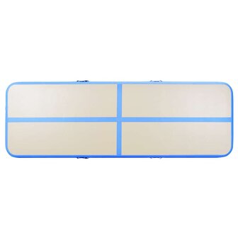 Gymnastiekmat met pomp opblaasbaar 800x100x10 cm PVC blauw 7