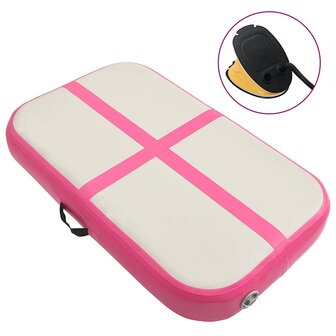 Gymnastiekmat met pomp opblaasbaar 60x100x10 cm PVC roze 1