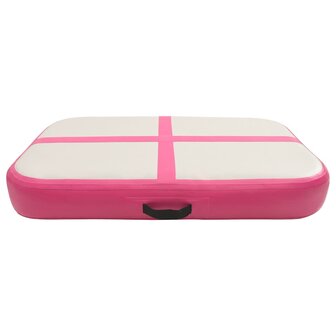 Gymnastiekmat met pomp opblaasbaar 60x100x10 cm PVC roze 3