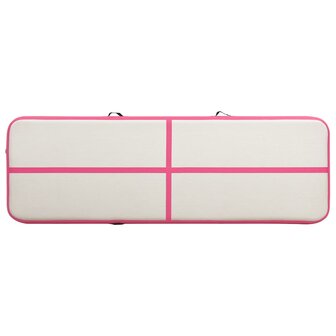 Gymnastiekmat met pomp opblaasbaar 300x100x15 cm PVC roze 4