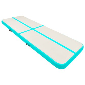 Gymnastiekmat met pomp opblaasbaar 300x100x15 cm PVC groen 2