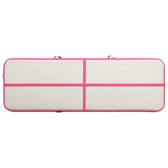 Gymnastiekmat met pomp opblaasbaar 500x100x15 cm PVC roze 4
