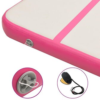 Gymnastiekmat met pomp opblaasbaar 500x100x15 cm PVC roze 6