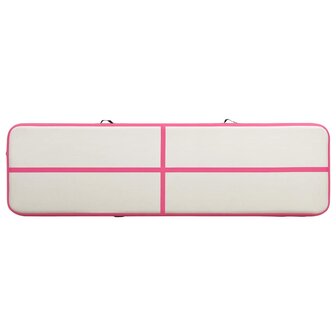 Gymnastiekmat met pomp opblaasbaar 600x100x15 cm PVC roze 4