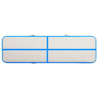 Gymnastiekmat met pomp opblaasbaar 600x100x15 cm PVC blauw 4