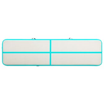Gymnastiekmat met pomp opblaasbaar 600x100x15 cm PVC groen 4