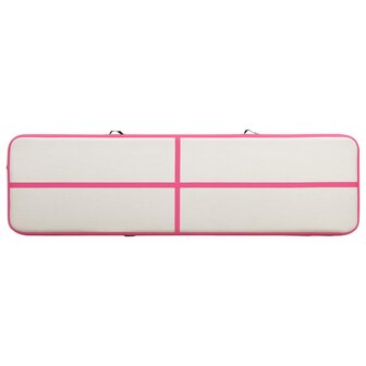 Gymnastiekmat met pomp opblaasbaar 700x100x15 cm PVC roze 4